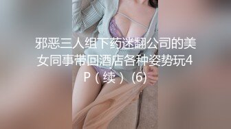 邪恶三人组下药迷翻公司的美女同事带回酒店各种姿势玩4P（续） (6)